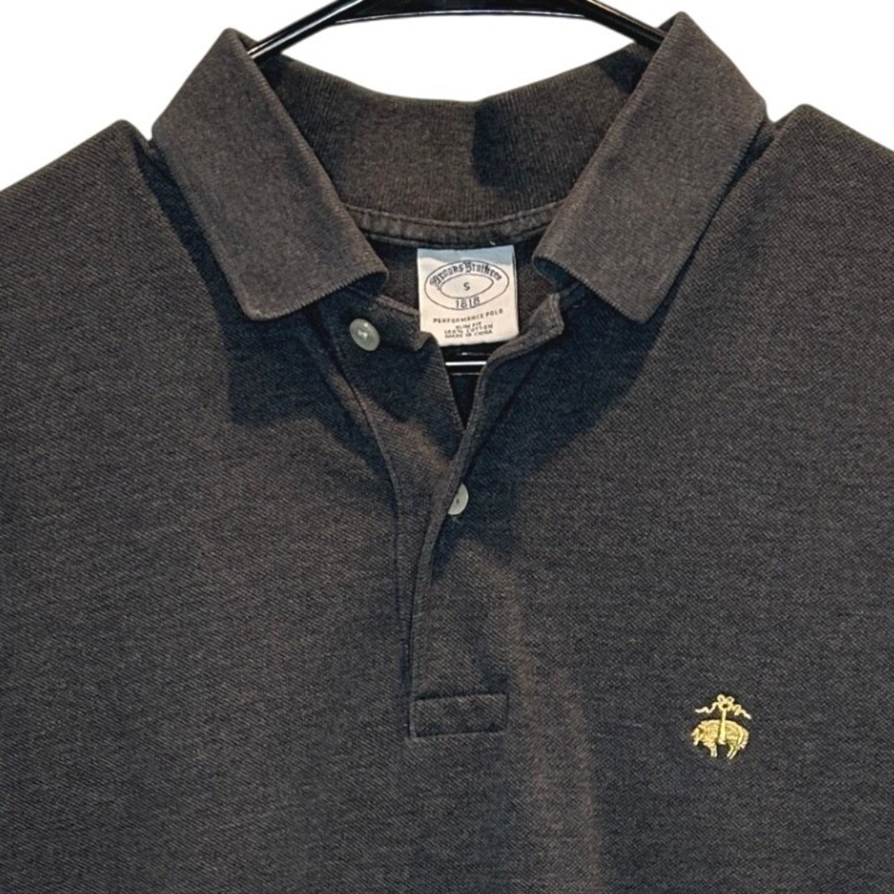 Brooks Brothers Performance Polo Small Mens Charcoal Grey‎ Slim Fit 100% Cotton